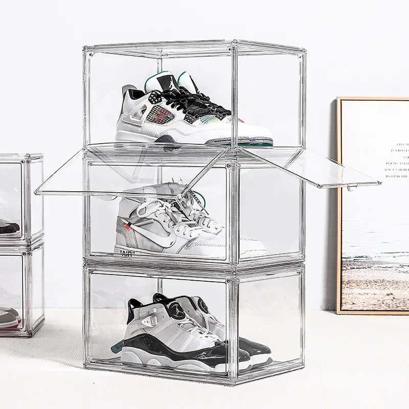 Shoe Box Display - 組み立て式両開き収納ボックス 高透明ディスプレイコンビネーションシューズウォール 厚みのある防塵磁気吸着シューズボックス