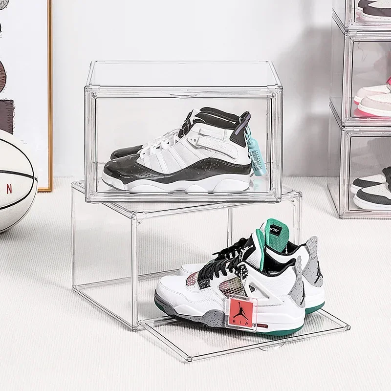 組み立て式両開き収納ボックス 高透明ディスプレイコンビネーシ - Shoe Box Display のレビューと価格