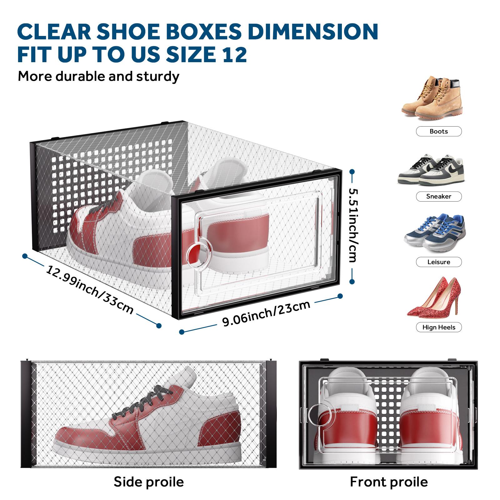 12/24個入り 厚手透明シューズボックス 折りたたみ式 積 - Shoe Box Display のレビューと価格