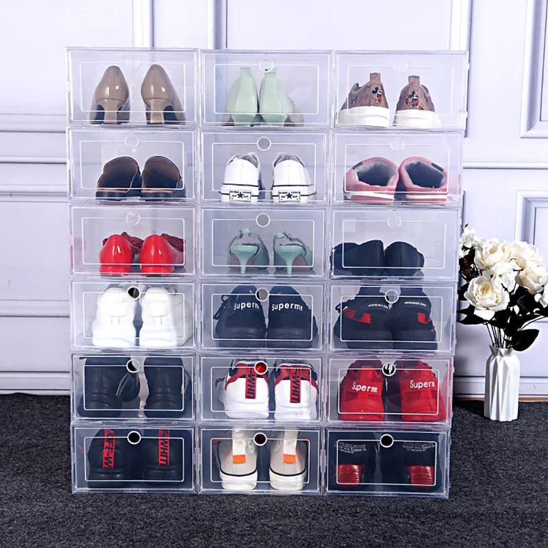 6個入り透明シューズ収納オーガナイザーボックス - スタッキ - Shoe Box Display のレビューと価格