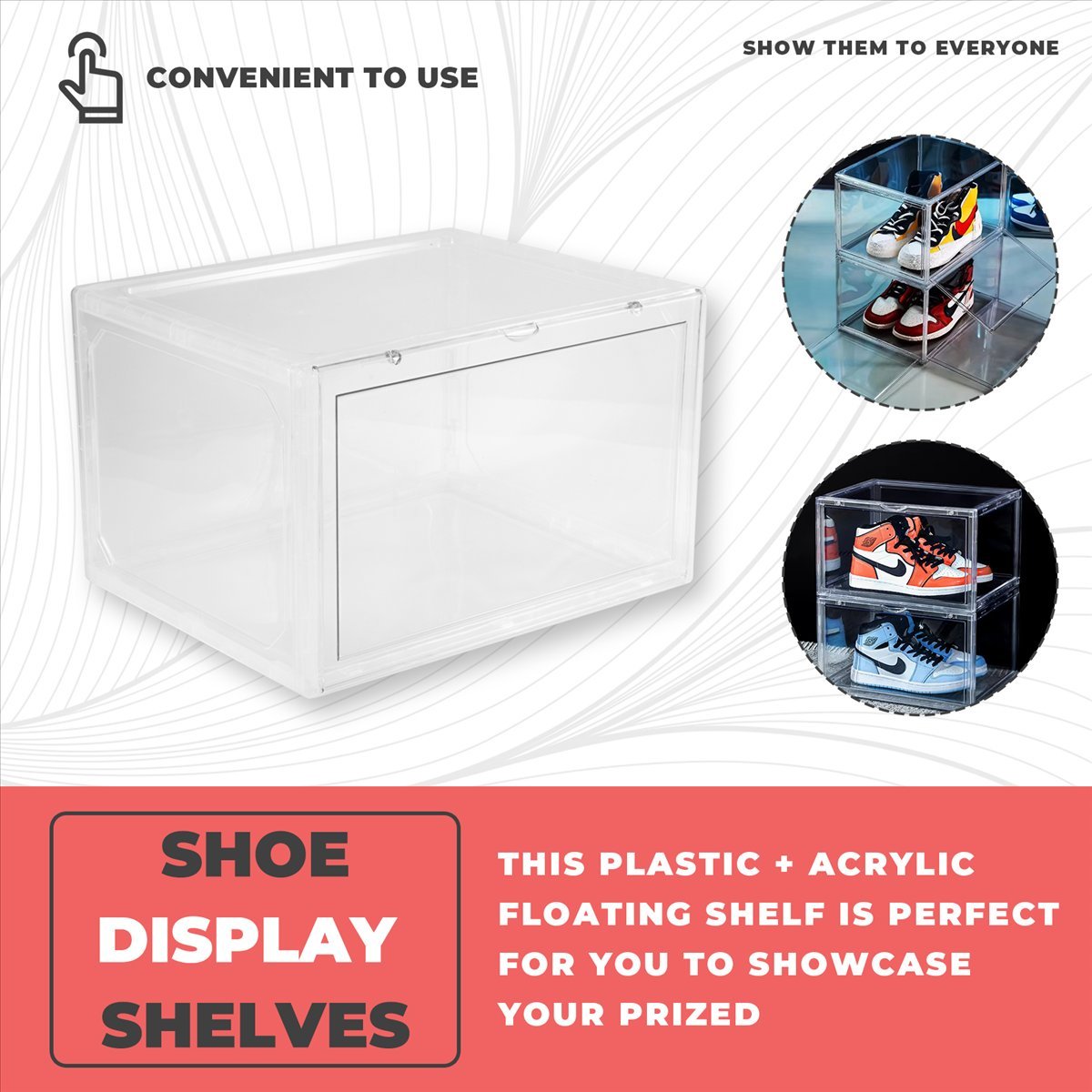 AT33 磁気吸着式スニーカー収納ボックス 透明バスケットボ - Shoe Box Display のレビューと価格