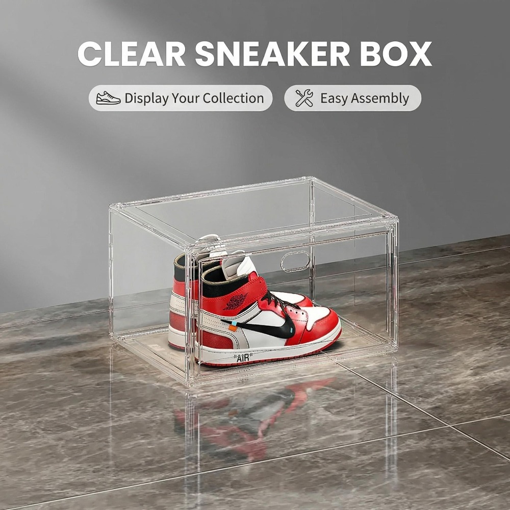 厚みのある透明な収納ボックス アクリル製シューズボックス マ - Shoe Box Display のレビューと価格