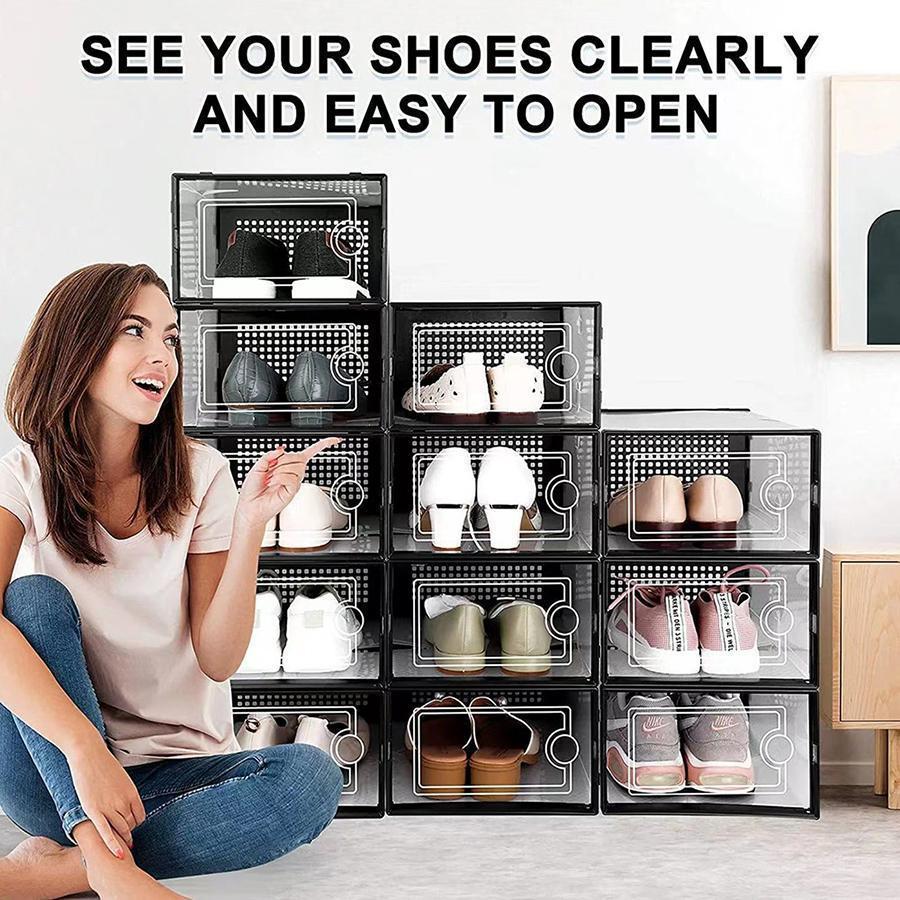 12/24/36個入り特大クリアシューズ収納ボックス、積み重 - Shoe Box Display のレビューと価格